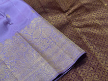 Lavendar with Purple Handwoven Pure Jari Buttas with contrast pallu blouse Kanjivaram Silk Saree Vanasingaram Borders Beauty