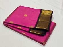 Deep Pink with Dark Brown Vairaoosi Korvai with Buttas Handwoven Pure Jari Kanjivaram Silk Saree Beauty