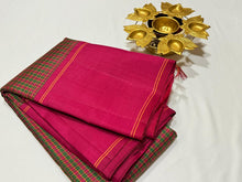Vintage Inspired Multichecks Podikattam with Arakku Pallu Blouse with Striped Blouse Handwoven Pure Zariless Kanchipuram Silk Saree