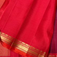 Nayaki- Beautiful Maroon with Orange  Handwoven Pure Kanjivaram Silk with Plain body with small temples woven beautiful borders rich seer pallu and contrast woven blouse
