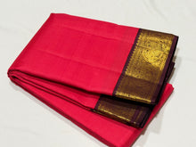 Sarasangi- Gorgeous Dual tone Rose Pink with Beetlenut Brown Handwoven Pure Jari Korvai Kanjivaram Silk with rich gandaberunda woven borders gorgeous pallu and contrast blouse