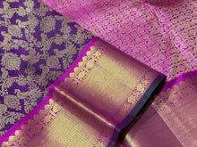 Deep Purple with Wine Brocade Vanasingaram Style Handwoven Pure Kanjivaram Silk Saree Beauty