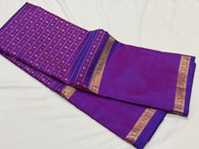 Sahana- Stunning Vadamalli Purple with Gold Handwoven Pure Jari Kanjivaram Silk with Lakshadeepam buttas woven body with rich pallu broad borders and self colored blouse