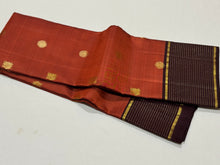 Vintage Combo- Rust with Coffee Brown Handwoven Pure Jari Kanjivaram Silk Saree with Jari Striped borders rich floral motifs woven pallu and contrast woven blouse beauty