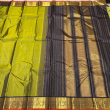 Beautiful Moss Green with Dark Kanchana Brown Handwoven Pure Jari Kanjivaram Silk Saree with beautifully woven borders rich pallu and contrast woven blouse beauty