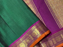 Bottle Green with Dark Wine Handwoven Pure Kanjivaram Silk Saree with beautiful borders rich pallu beauty