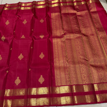 Sahana- Stunning Deep Red with Gold Buttas with Doublepet borders Handwoven Pure Jari Kanjivaram Silk with rich pallu and self colored blouse