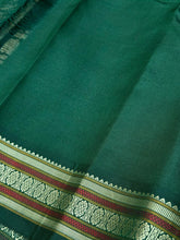 Dual tone green with purple with bottle green buttas and pichwai pallu Handwoven Pure Zariless Kanchipuram Silk Saree Beauty