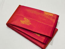 Dual tone Burnt Orange Pink with Gold Vairaoosi Borderless with Double Parrot Buttas rich Pallu Handwoven Pure Jari Kanjivaram Silk Saree Beauty