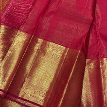 Red with Gold Vairaoosi with Mayil Chakram motifs with broad borders rich pallu and self blouse in a beautifully handwoven kanjivaram silk saree