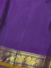 MS Blue with Purple Handwoven Pure Kanjivaram Silk Saree with small borders beauty