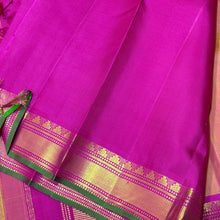 Nayaki- Gorgeous Double tone Orange Mustard with  Pink Handwoven Pure Jari Kanjivaram Silk with Small borders rich pallu and contrast woven beautiful blouse