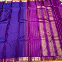 Beautiful Purple with Purplish Magenta Handwoven Pure Kanjivaram Silk Saree with classy borders seer pallu and contrast woven blouse