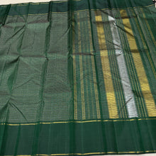 Sahana-Beautiful Bottle Green with Gold & Silver Handwoven Pure Jari Kanjivaram Silk with Jari Muthukattam woven beautiful body with bodi borders rich pallu and self colored blouse
