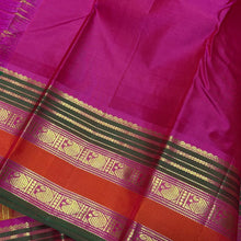 Sahana- Super Gorgeous Beautiful Simha Color (dual tone orange shot mustard shade) with Rich Pink Handwoven Pure Kanjivaram Silk with Mayil Chakram Buttas woven body with beautiful borders rich pallu and contrast woven blouse