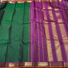 Bottle Green with Dark Wine Handwoven Pure Kanjivaram Silk Saree with beautiful borders rich pallu beauty