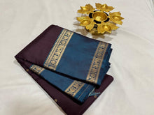 Deep Coffee Brown with Teal Blue Body Buttas with Doublepet Borders Peacock Woven Pallu Handwoven Pure Kanjivaram Silk Saree Beauty