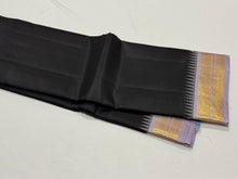 Black with Lavendar Korvai Handwoven Pure Kanjivaram Silk Saree Beauty