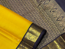Yellow with Coffee Brown Buttas Korvai Handwoven Pure Kanjivaram Silk Saree Beauty
