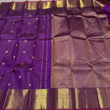 Vintage Recreation- Deep Magenta with Gold Handwoven Pure Jari Oosi Checks with mayil chakram buttas woven body with rich borders gorgeous pallu and self colored blouse