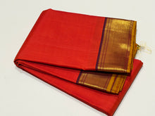 Nayaki-Stunning Orange with Burgundy Brown  Handwoven Pure  Kanjivaram Silk Saree with rich bawanchi borders with sampanga mustard selvedges contrast pallu and blouse
