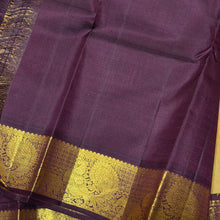 Sarasangi- Gorgeous Dual tone Green shot with mustard body with deep brown combination in a handwoven Pure Jari Korvai Kanjivaram Silk with beautiful borders rich pallu and contrast woven blouse