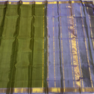 Parrot Green with Lavendar Handwoven Pure Light Weight Kanjivaram Silk Saree Beauty