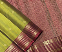 Olive Green with Deep Reddish Maroon Buttas with Intricate Borders Handwoven Pure Lighter Kanjivaram Silk Saree beauty