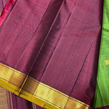 Emerald Green with Deep Maroon Buttas Handwoven Pure Jari Kanjivaram Silk Saree with rich seer pallu and contrast woven blouse beauty
