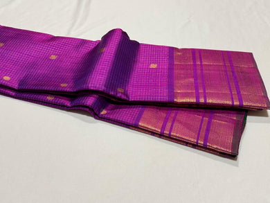 Vadamalli Purple with Emerald Green Jari vairaOosi Kattam with Mayil Chakram buttas Handwoven Pure Jari Kanjivaram Silk Saree Beauty