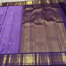 Sahana- Beautiful Lavendar with Purple Handwoven Pure Jari Kanjivaram Silk with beautiful buttas woven body rich borders gorgeous pallu and contrast woven blouse