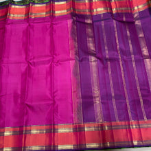 Rani Pink with Wine Handwoven Pure Light Weight Kanjivaram Silk Saree Beauty