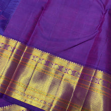 Vaibhogam- Beautiful Pista Green with Purple Handwoven Pure Jari Korvai Kanjivaram Silk with Buttas woven body rich borders pallu and contrast woven blouse