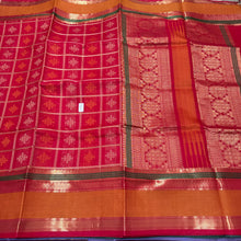 Premium Red Kolam Motifs Handwoven Pure Kanjivaram Silkcotton Saree Beauty