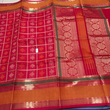Premium Red Kolam Motifs Handwoven Pure Kanjivaram Silkcotton Saree Beauty