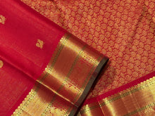 Red with Gold Vairaoosi with Buttas Handwoven Pure Jari Kanjivaram Silk Saree with Meenakari Borders rich pallu and self colored blouse