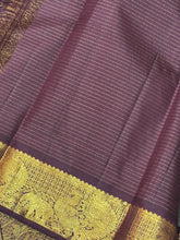 Dual tone Pastel Green short with Grape with Brown Korvai Vairaoosi Handwoven Pure Jari Kanjivaram Silk Saree Beauty