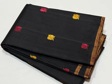 Black with Bomkai Pallu Premium Zariless Handwoven Pure Kanjivaram Silk Saree with small borders rich silk thread buttas woven body rich bomkai pallu and contrast checked blouse beauty