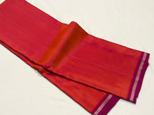 Nayaki- Gorgeous Orange Pink with Pink Handwoven Pure Kanjivaram Silk without zari with a beautiful small borders with pillayar moggu with rich seer pallu and contrast woven blouse